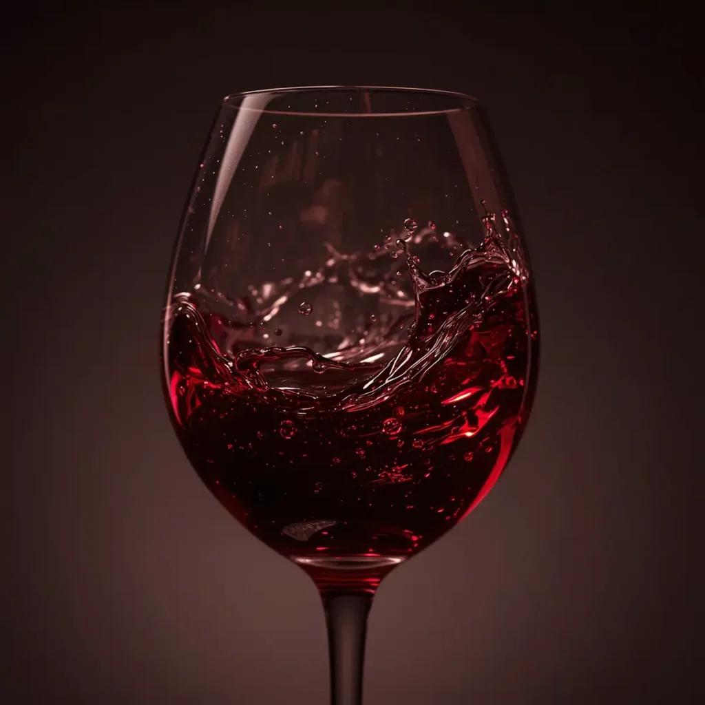 Copa de vino tinto sobre fondo oscuro